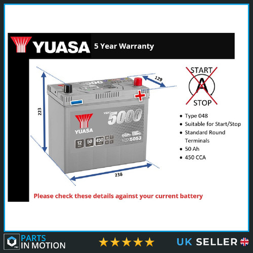 Car battery ybx5053 yuasa - car,