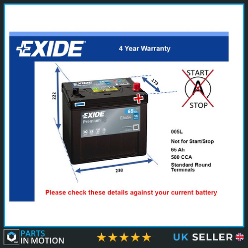 Car battery ea654 - ea654, exide